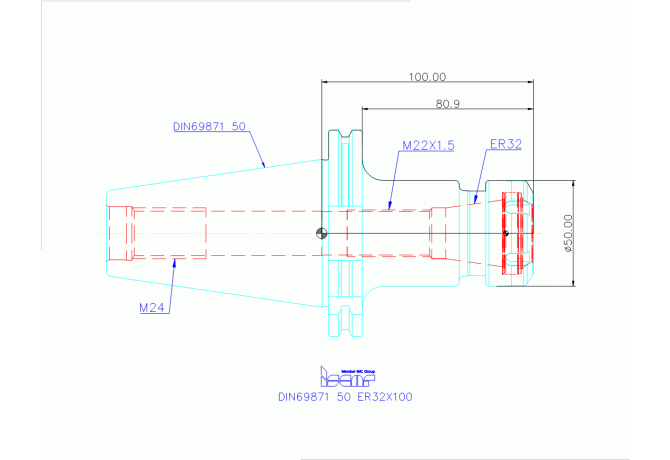 DIN69871 50 ER32X100