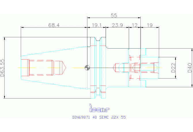 DIN69871 40 SEMC 22X 55