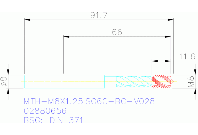MTH-M8X1.25ISO6G-BC-V028