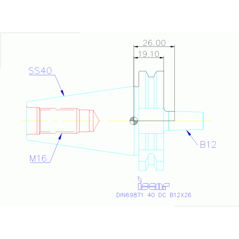 DIN69871 40 DC B12X26