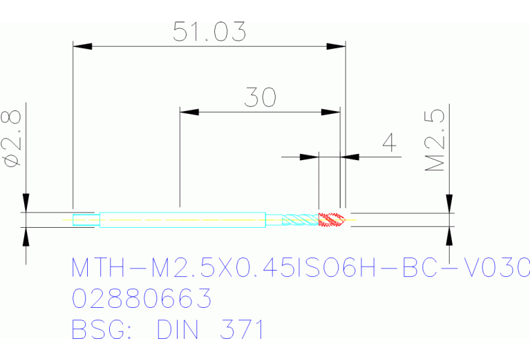 MTH-M2.5X0.45ISO6H-BC-V030