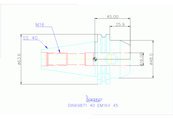DIN69871 40 EM16X 45