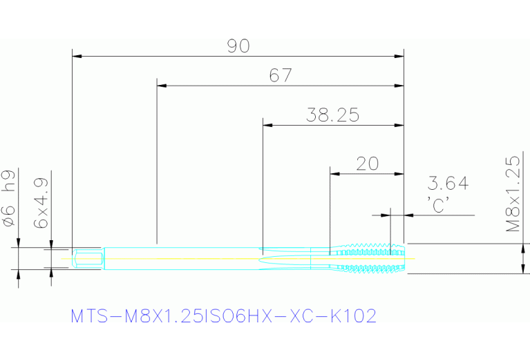 MTS-M8X1.25ISO6HX-XC-K102