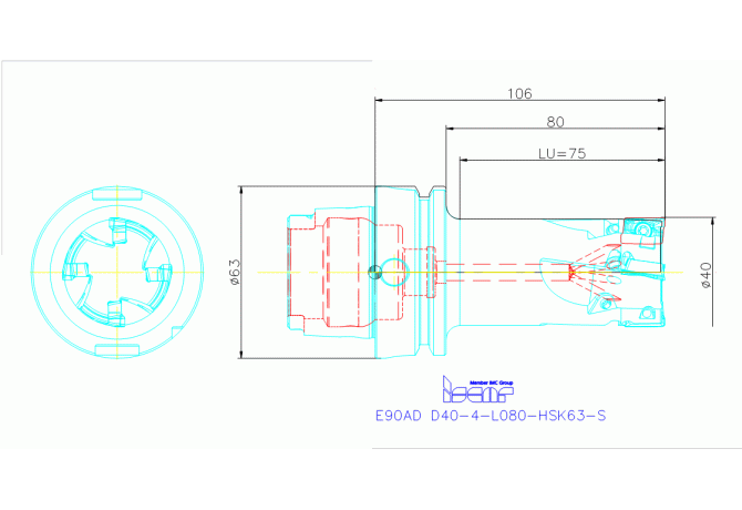 E90AD D40-4-L080-HSK63-S