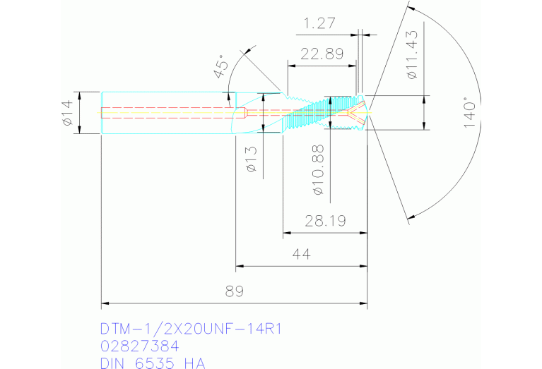 DTM-1/2X20UNF-14R1