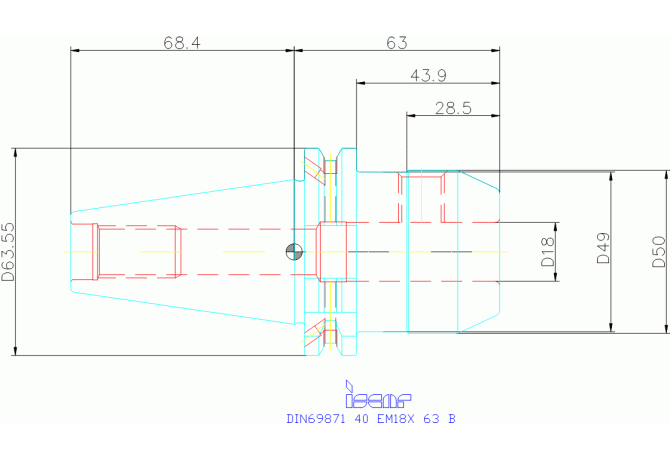 DIN69871 40 EM18X 63 B