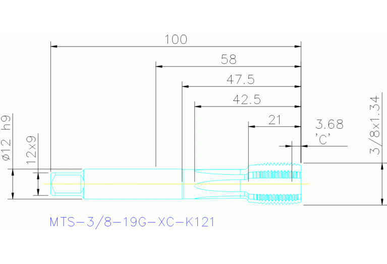 MTS-3/8-19G-XC-K121