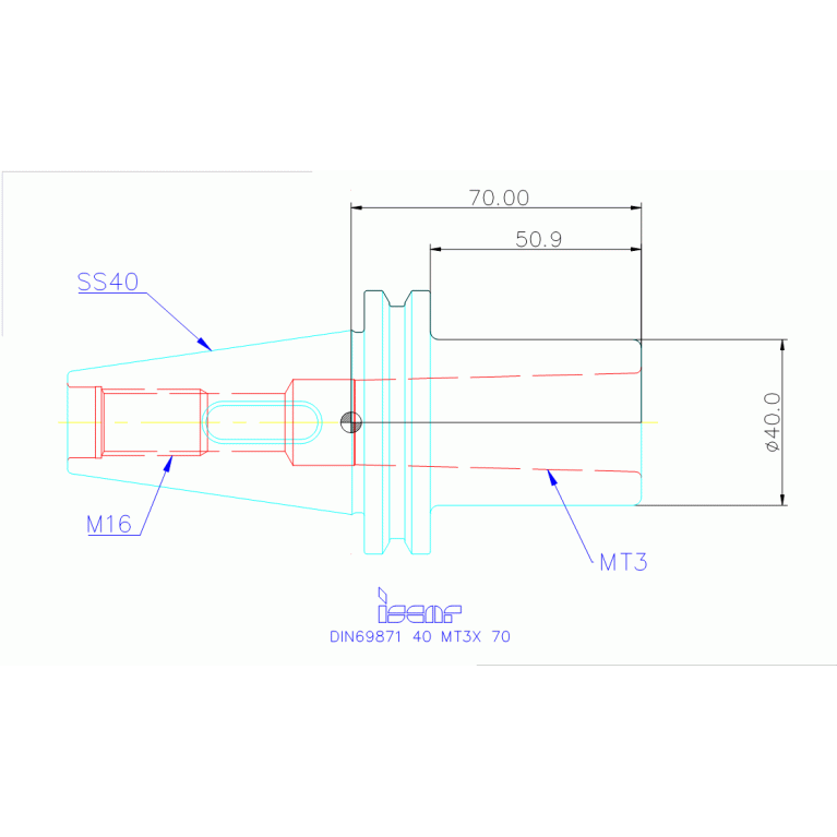 DIN69871 40 MT3X 70