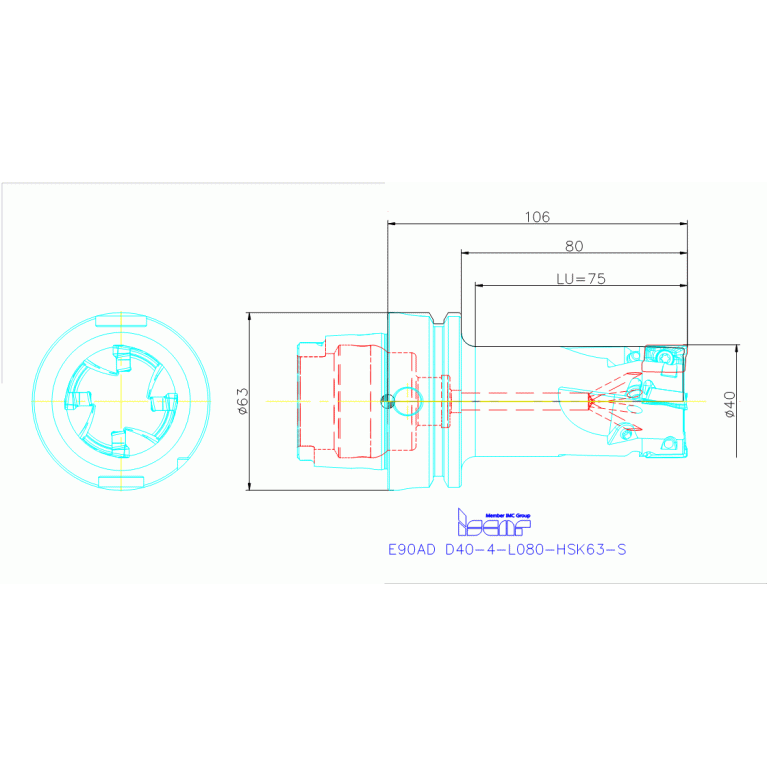 E90AD D40-4-L080-HSK63-S