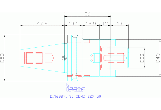 DIN69871 30 SEMC 22X 50