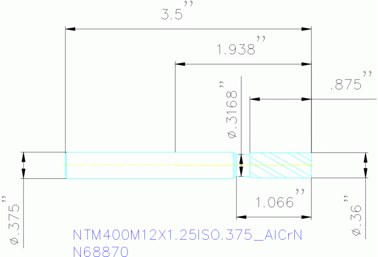 NTM400M12X1.25ISO.375 ALCRN