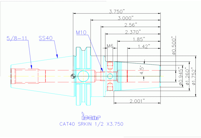CAT40 SRKIN 1/2 X3.750