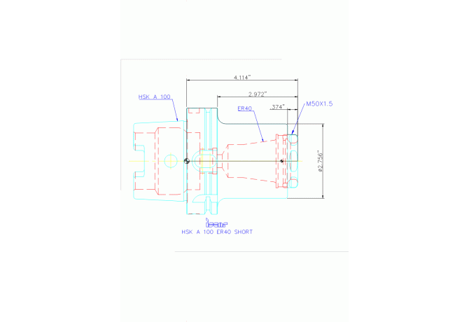 HSK A100 ER40 SHORT