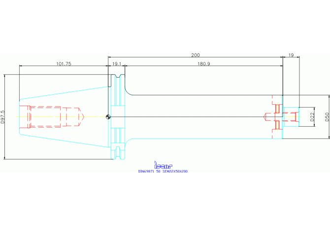 DIN69871 50 SEM22X50X200