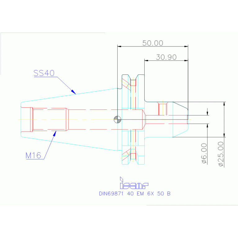DIN69871 40 EM 6X 50 B