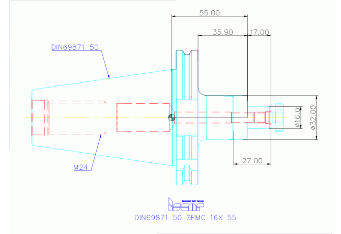 DIN69871 50 SEMC 16X 55