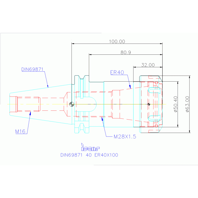 DIN69871 40 ER40X100