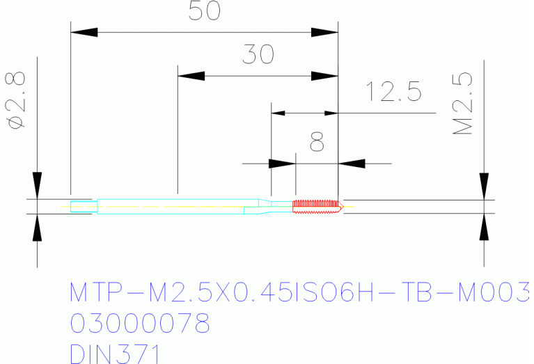 MTP-M2.5X0.45ISO6H-TB-M003