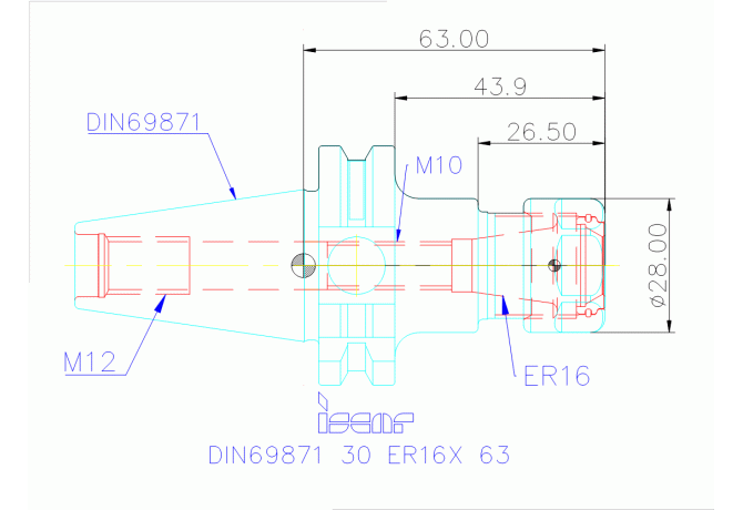 DIN69871 30 ER16X 63