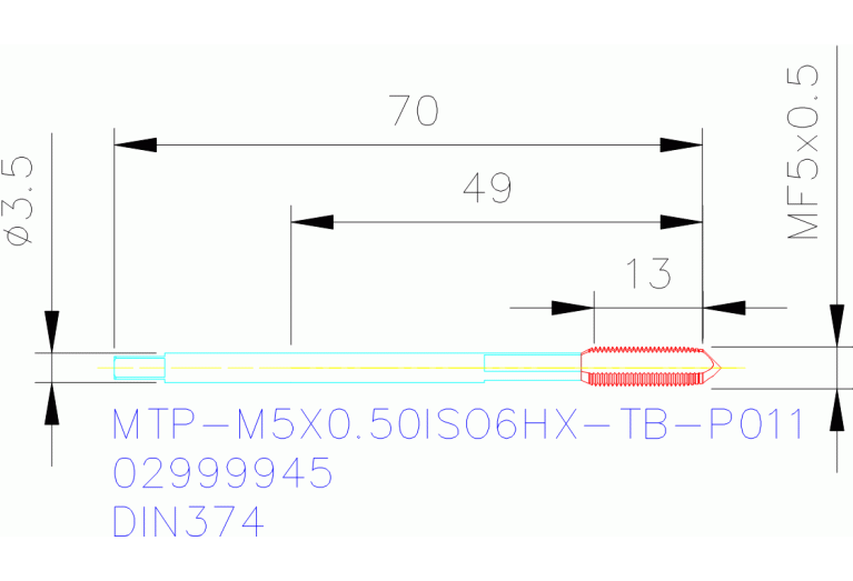 MTP-M5X0.50ISO6HX-TB-P011