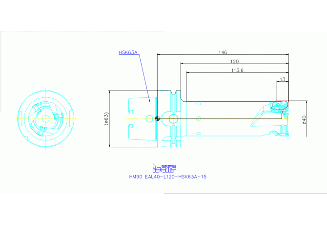 HM90 EAL40-L120-HSK63A-15
