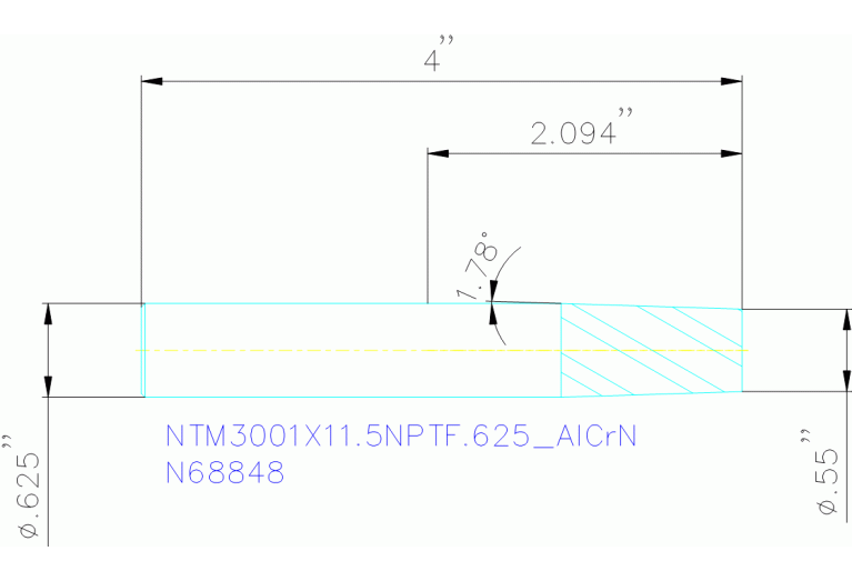 NTM3001X11.5NPTF.625 ALCRN