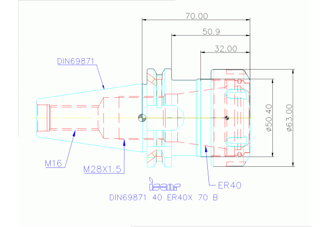 DIN69871 40 ER40X 70 B