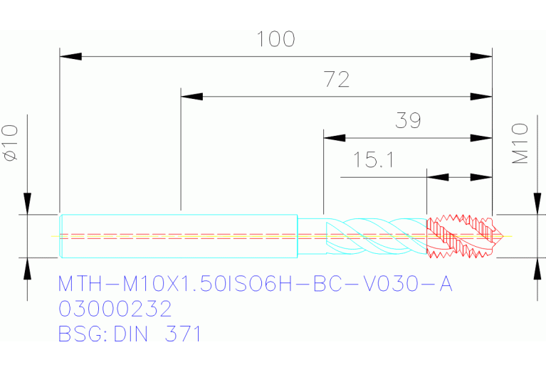 MTH-M10X1.50ISO6H-BC-V030-A