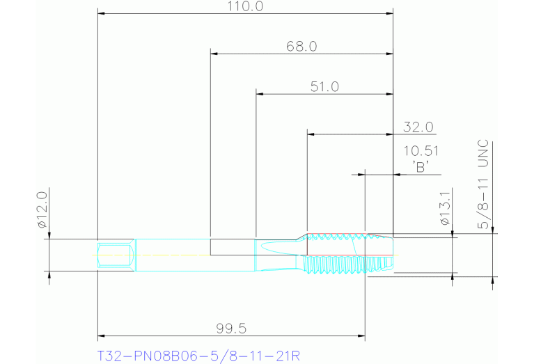T32-PN08B06-5/8-11-21R