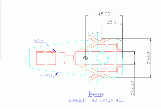 DIN69871 40 EM16X 45C