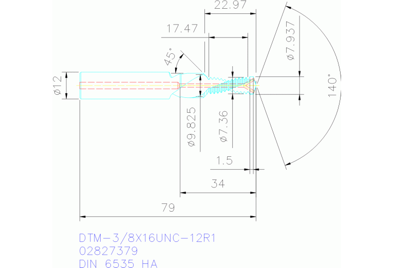 DTM-3/8X16UNC-12R1