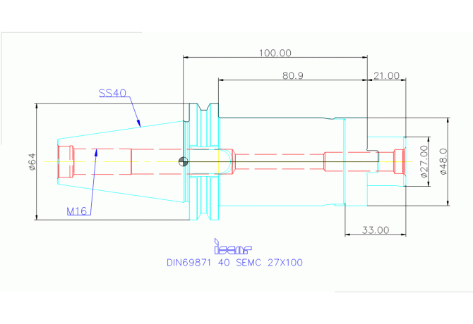 DIN69871 40 SEMC 27X100