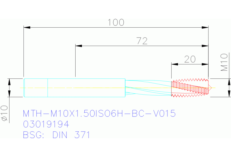MTH-M10X1.50ISO6H-BC-V015