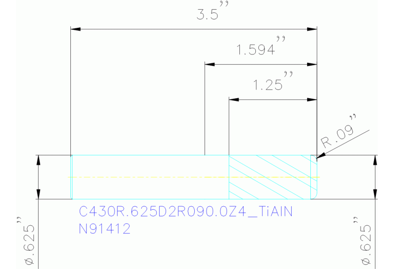 C430R.625D2R090.0Z4 TIALN