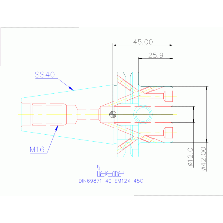 DIN69871 40 EM12X 45C