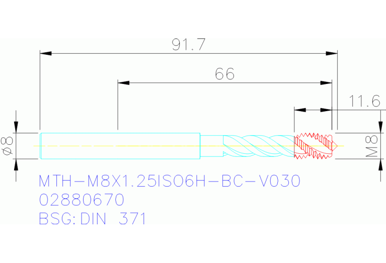 MTH-M8X1.25ISO6H-BC-V030