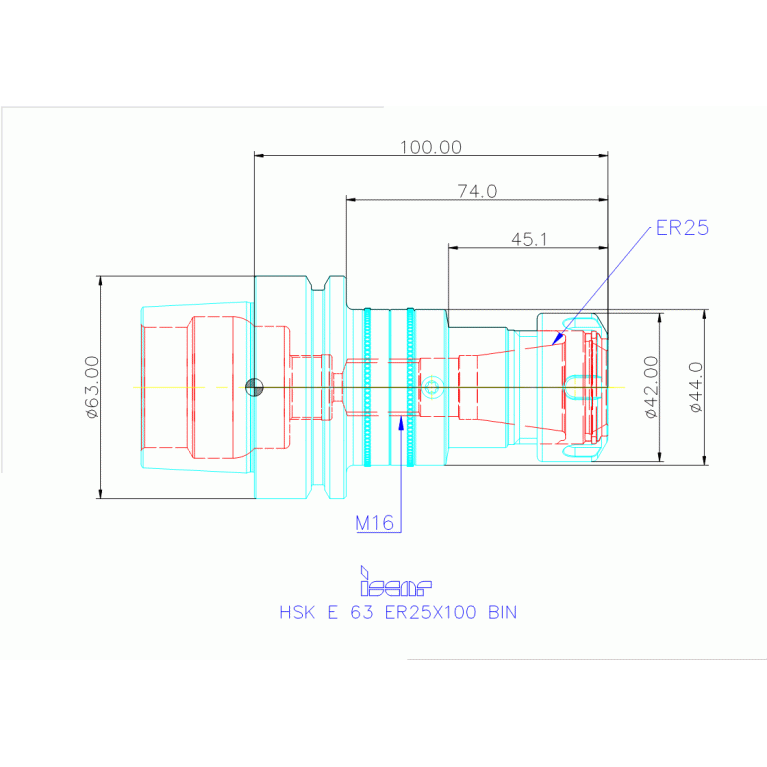 HSK E 63 ER25X100 BIN
