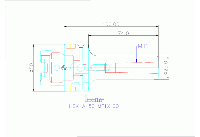 HSK A 50 MT1X100