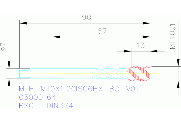 MTH-M10X1.00ISO6HX-BC-V011