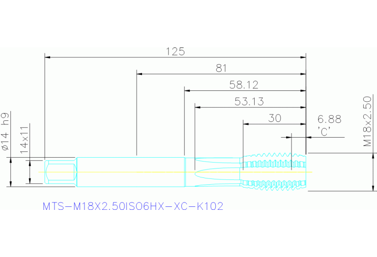 MTS-M18X2.50ISO6HX-XC-K102