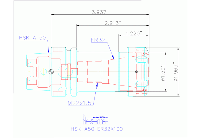 HSK A50 ER32X100