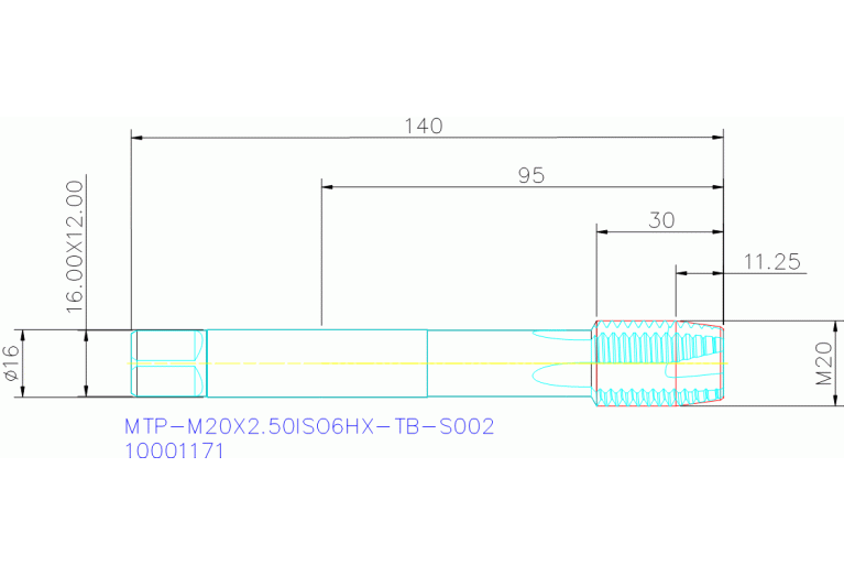 MTP-M20X2.50ISO6HX-TB-S002