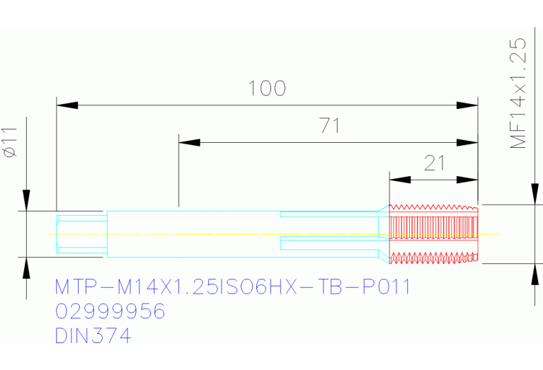 MTP-M14X1.25ISO6HX-TB-P011