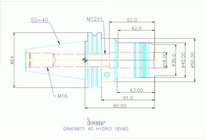 DIN69871 40 HYDRO 18X80