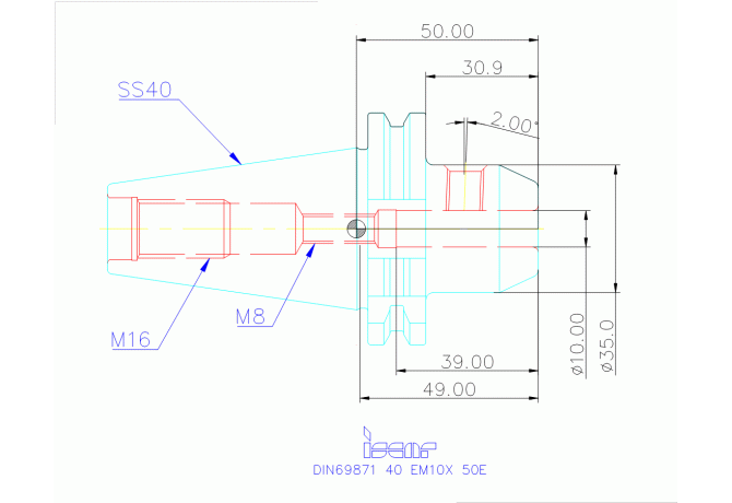 DIN69871 40 EM10X 50E