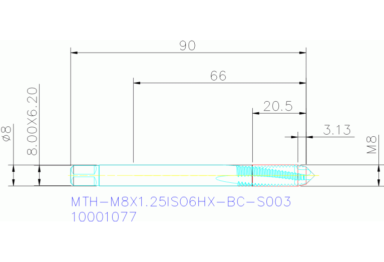 MTH-M8X1.25ISO6HX-BC-S003