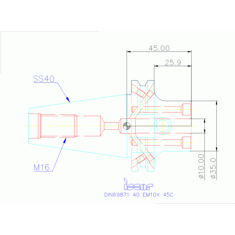 DIN69871 40 EM10X 45C