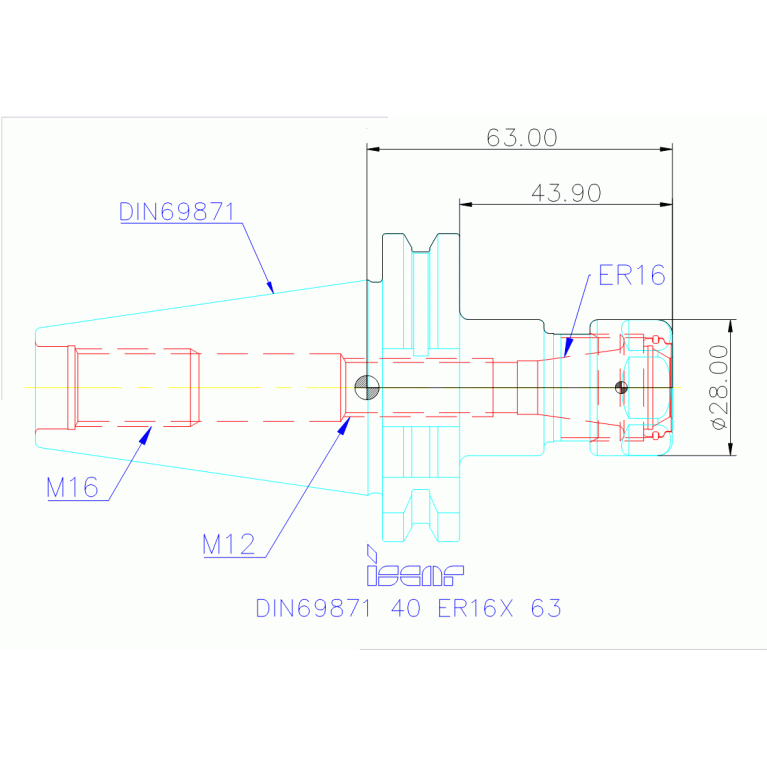 DIN69871 40 ER16X 63