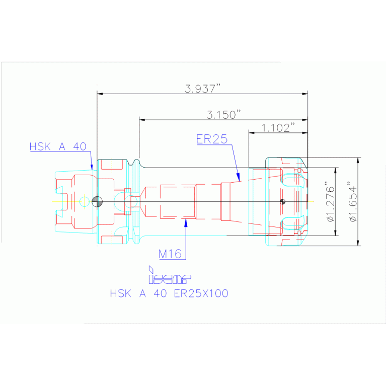HSK A40 ER25X100