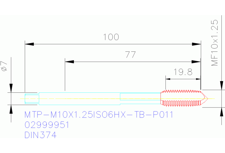 MTP-M10X1.25ISO6HX-TB-P011